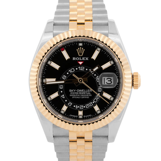 2024 PAPERS Rolex Sky-Dweller Black Two-Tone 18K Yellow Gold JUBILEE 336933 BOX