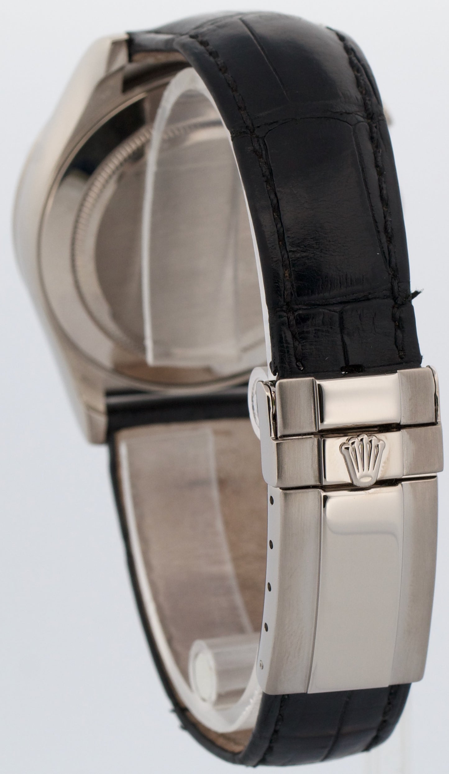 Rolex Daytona Cosmograph BLACK ARABIC RACING 18K White Gold LEATHER Watch 116519