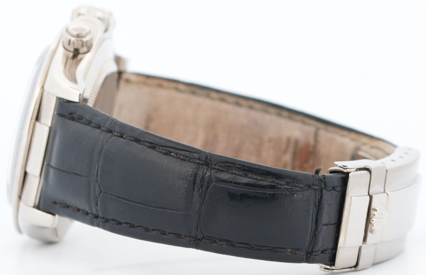 Rolex Daytona Cosmograph BLACK ARABIC RACING 18K White Gold LEATHER Watch 116519