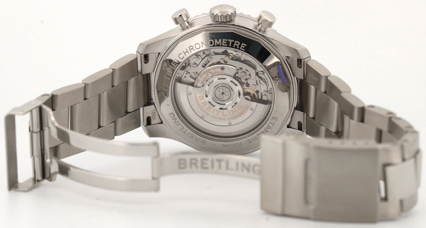 PAPERS Breitling Aviator B01 Chronograph BLUE Stainless Steel 43mm AB0119 BOX