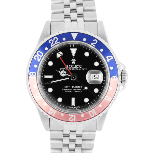 Rolex GMT-Master PEPSI Blue Red Stainless Steel Black 40mm Jubilee 16700 Watch