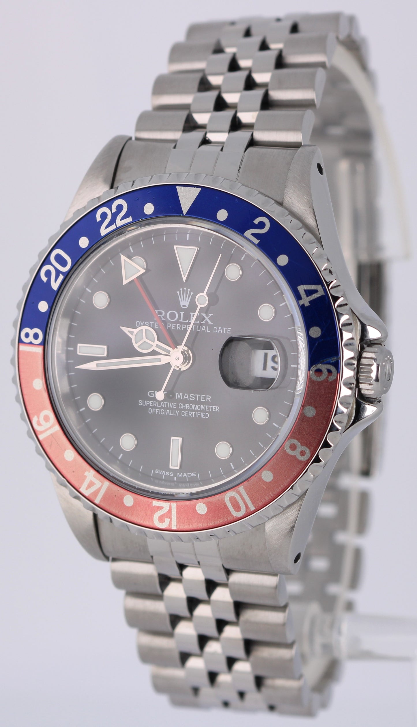Rolex GMT-Master PEPSI Blue Red Stainless Steel Black 40mm Jubilee 16700 Watch