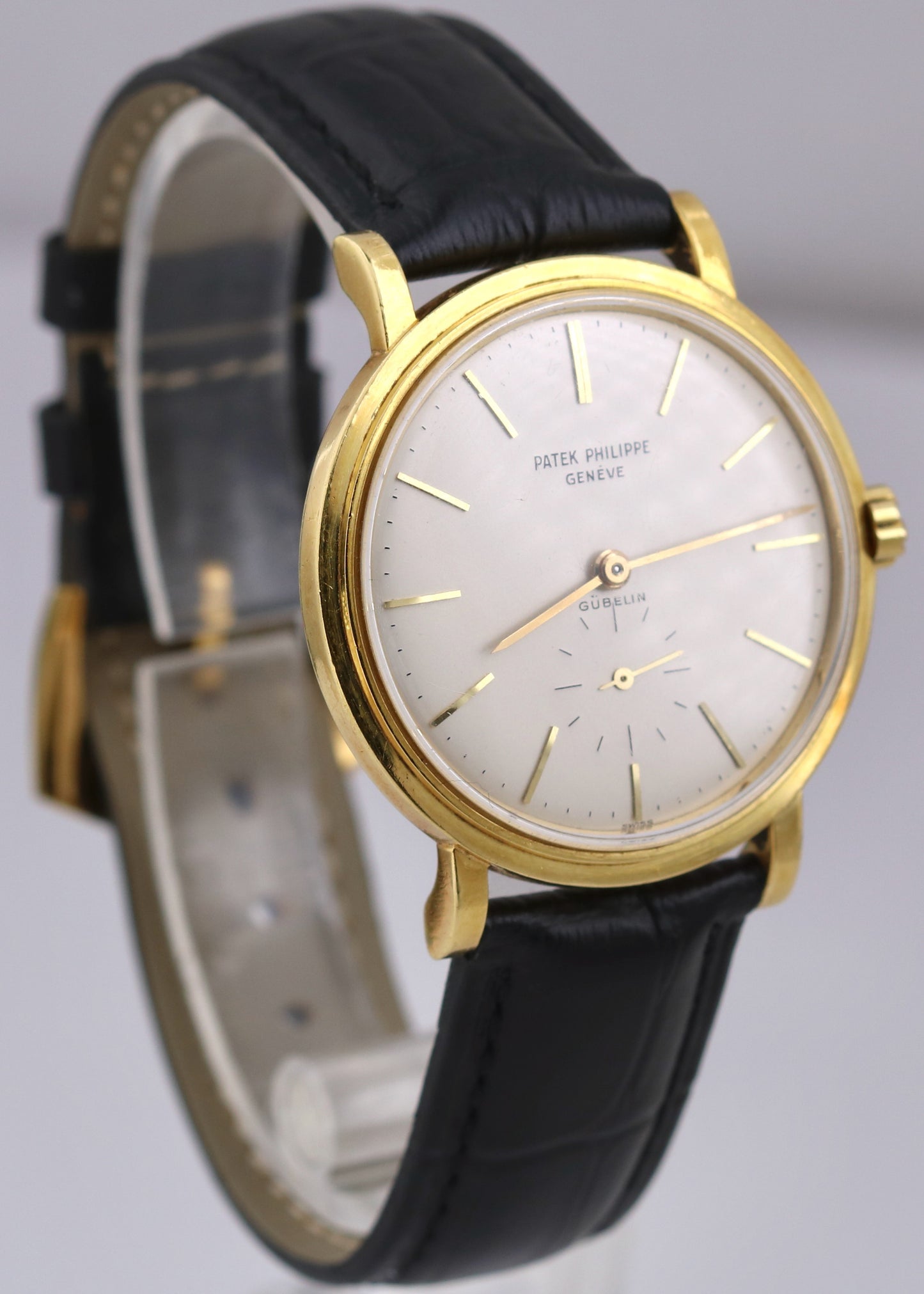 VINTAGE Patek Philippe Calatrava Gubelin 35mm 18K Yellow Gold Ivory Leather 3429