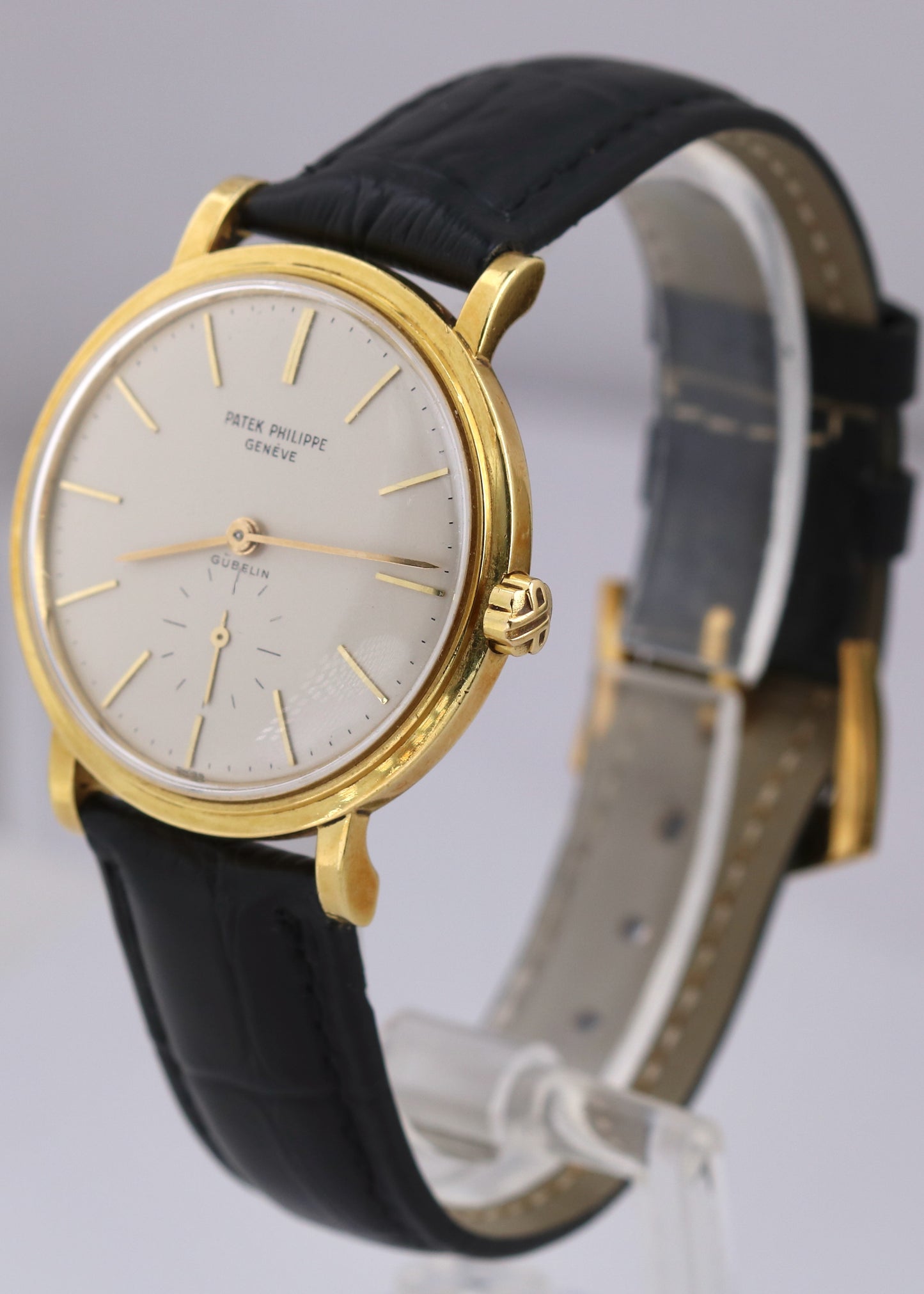 VINTAGE Patek Philippe Calatrava Gubelin 35mm 18K Yellow Gold Ivory Leather 3429