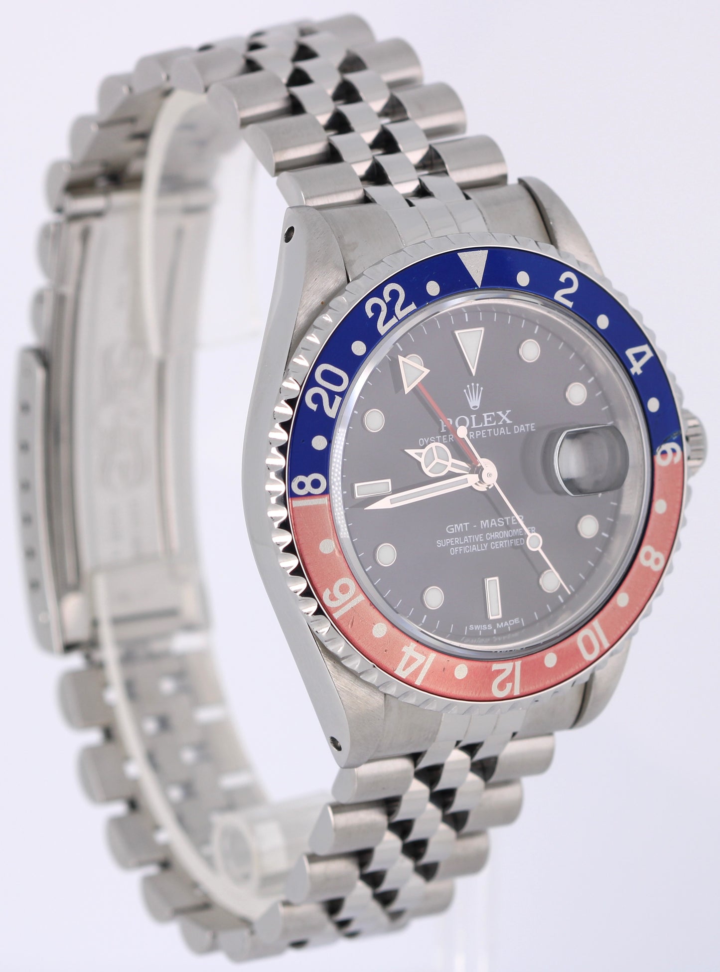 Rolex GMT-Master PEPSI Blue Red Stainless Steel Black 40mm Jubilee 16700 Watch