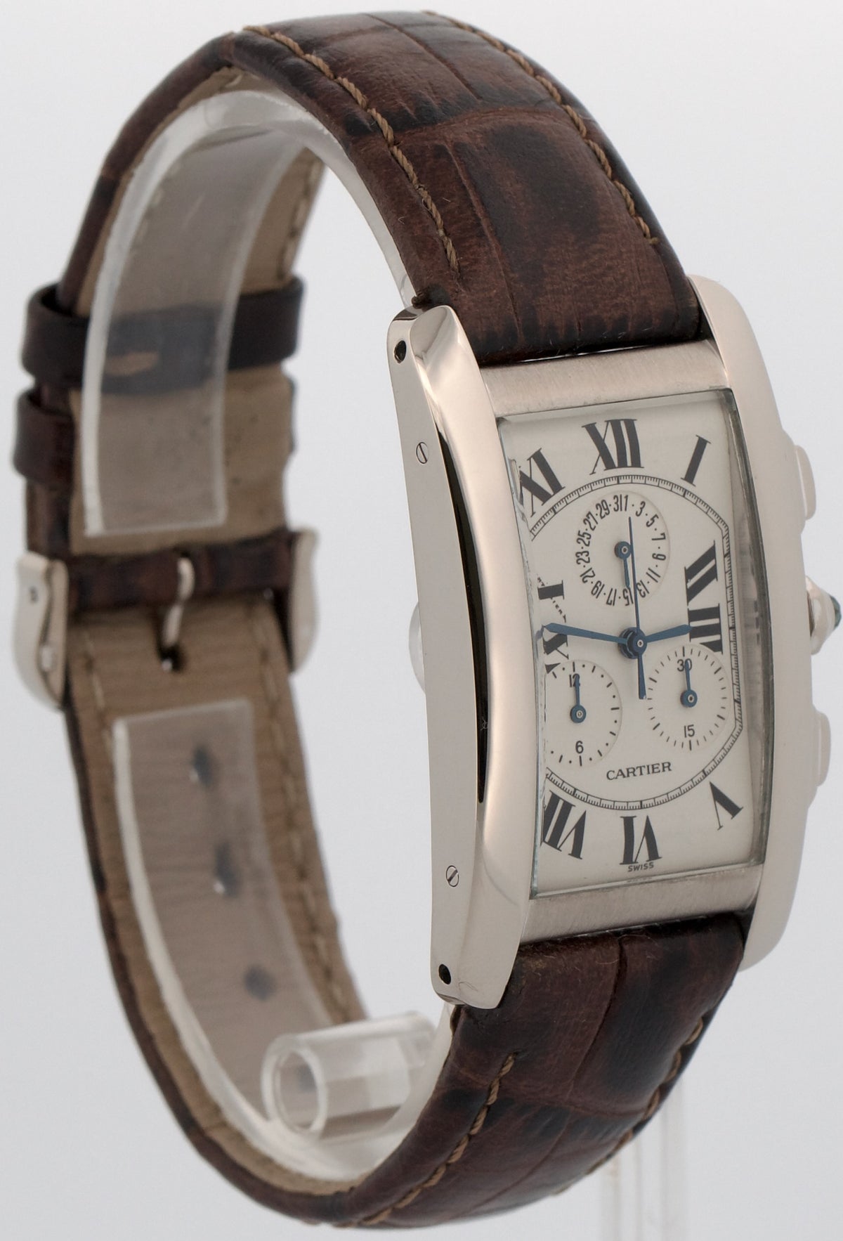 Cartier Tank Americaine 2312 W2603356 18K Ivory Roman 26mmX45mm Quartz Watch