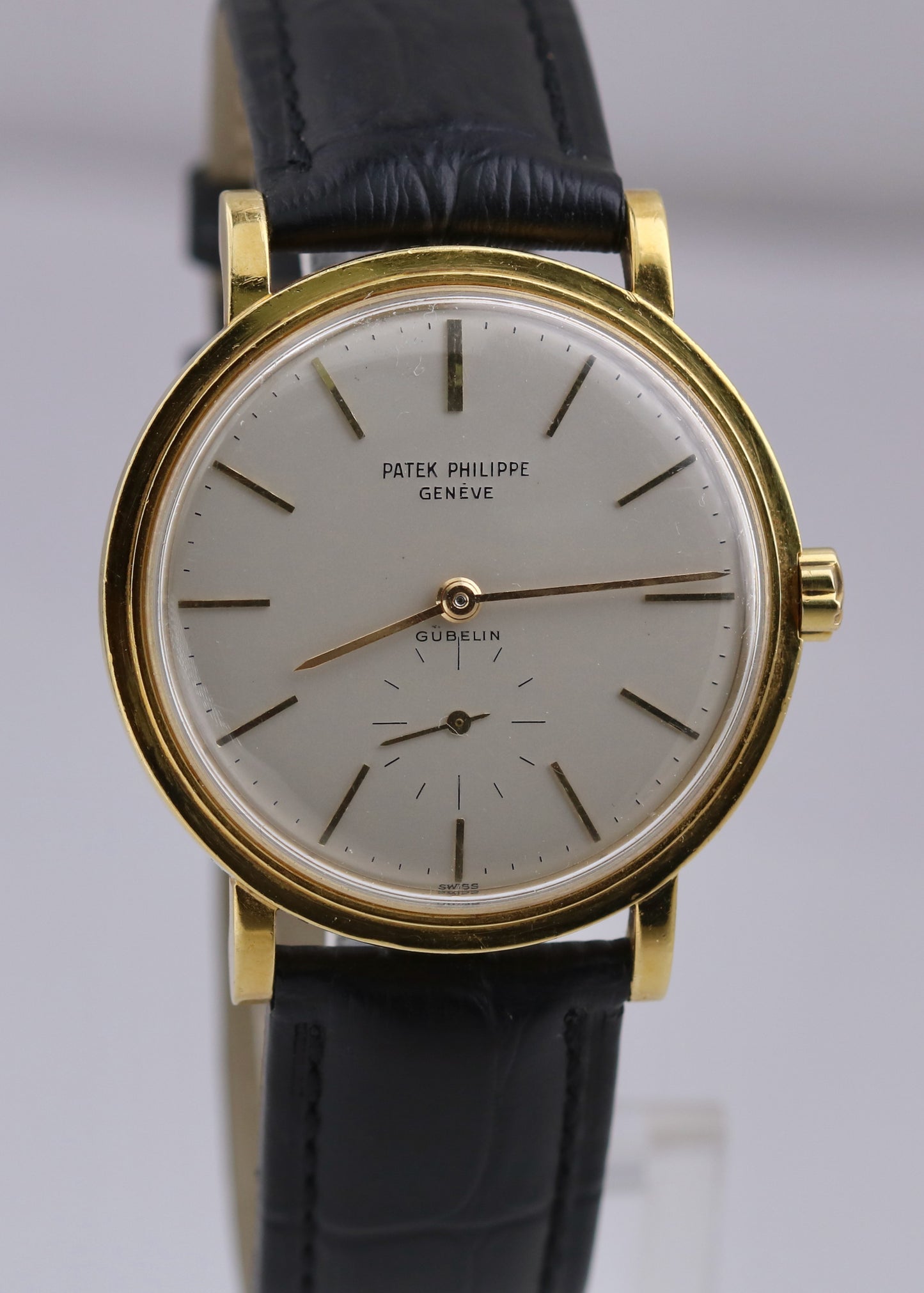 VINTAGE Patek Philippe Calatrava Gubelin 35mm 18K Yellow Gold Ivory Leather 3429