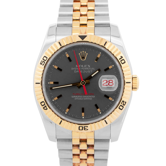 Rolex DateJust 116263 Turn-O-Graph 36mm Gray Two-Tone Yellow Gold Steel Watch