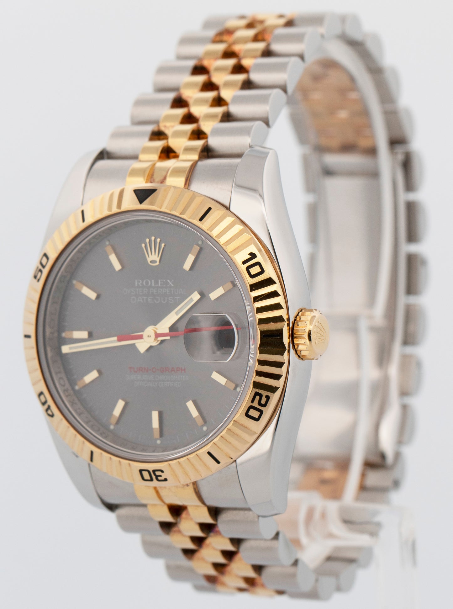 Rolex DateJust 116263 Turn-O-Graph 36mm Gray Two-Tone Yellow Gold Steel Watch
