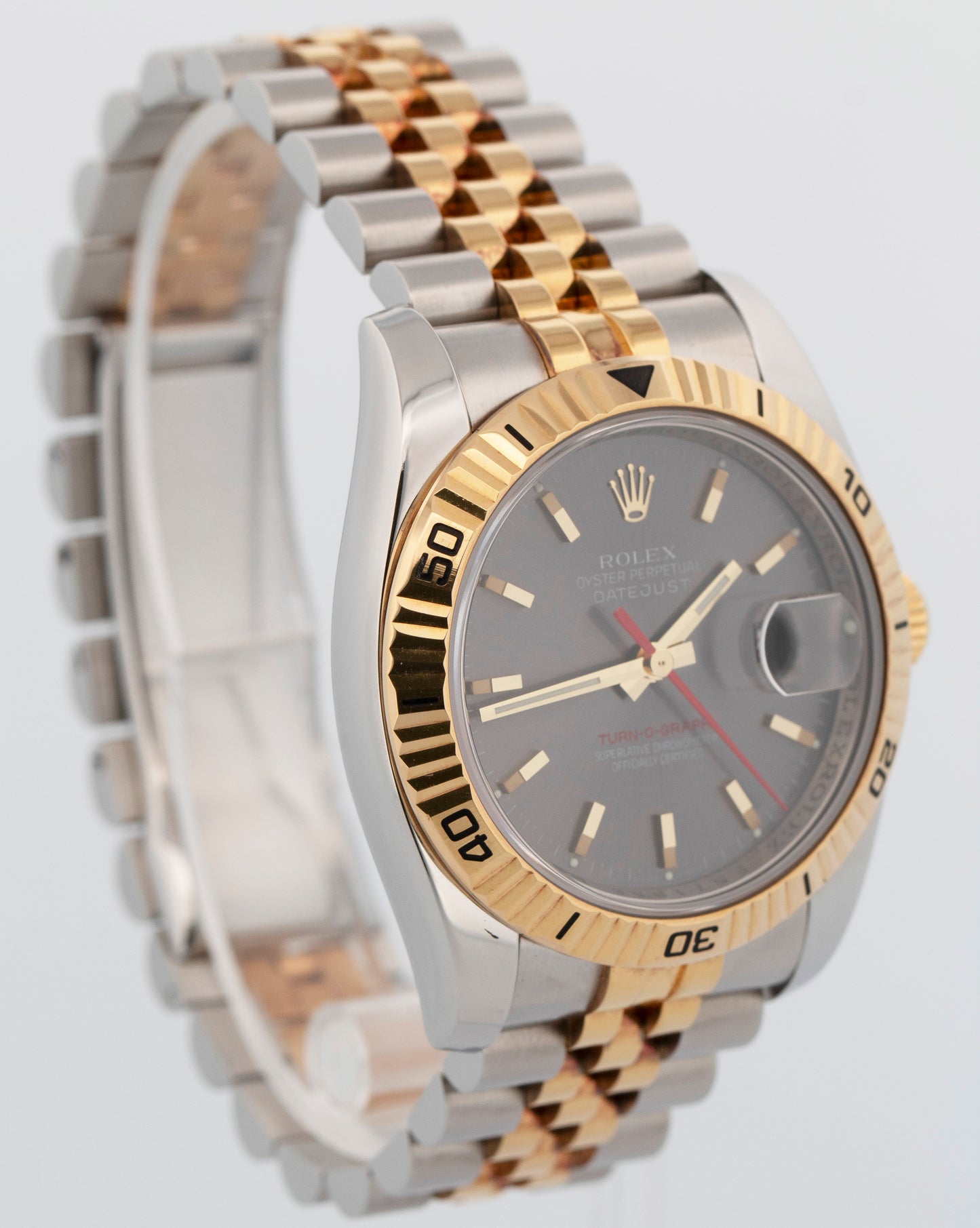 Rolex DateJust 116263 Turn-O-Graph 36mm Gray Two-Tone Yellow Gold Steel Watch
