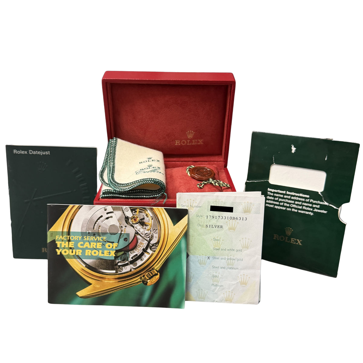 2005 Rolex Lady Datejust 26 179173 Two-Tone 18k Silver 26mm Watch Box Papers