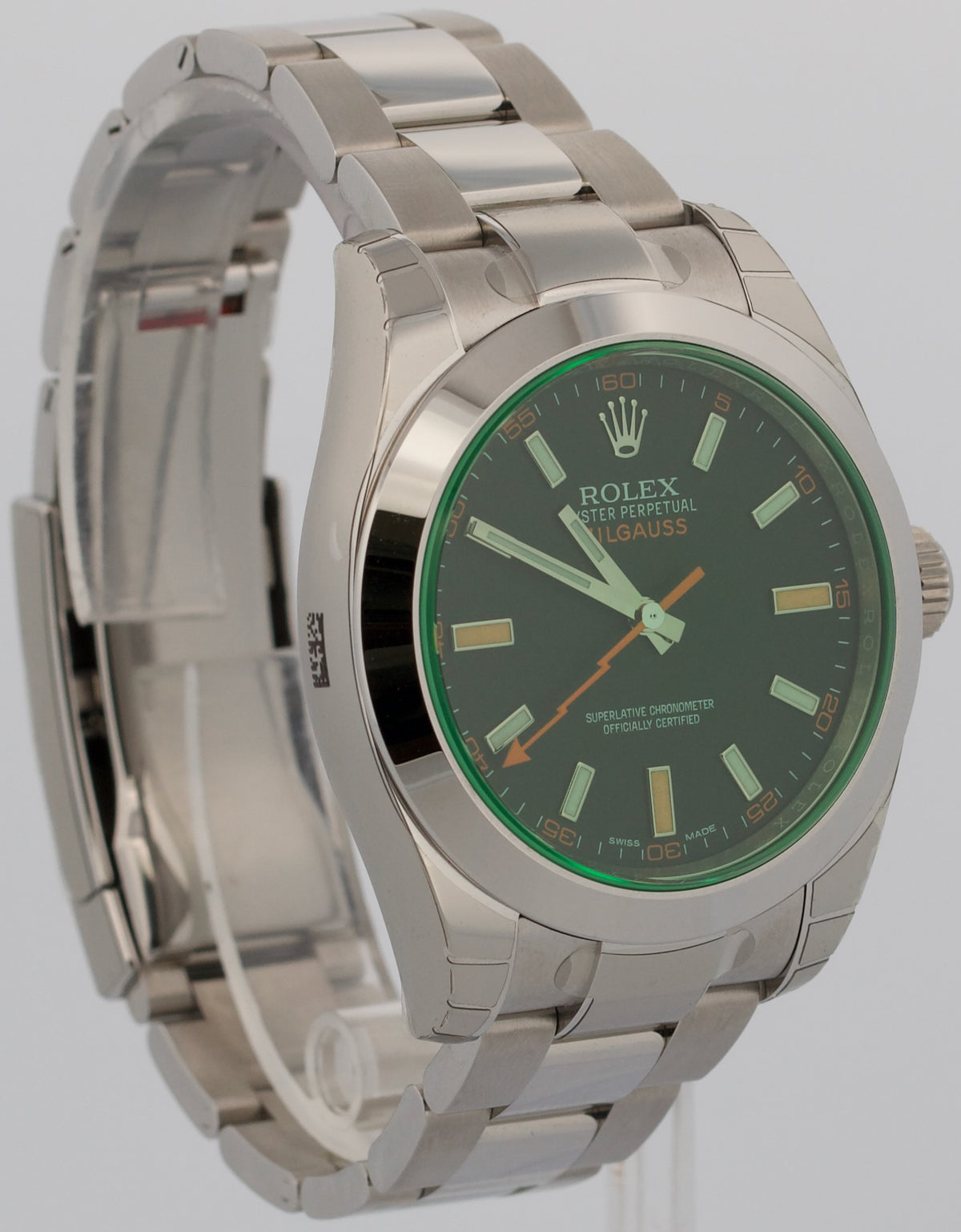 New Stickered 2021 Rolex Milgauss 116400 GV Black Green 40mm Steel Box Papers
