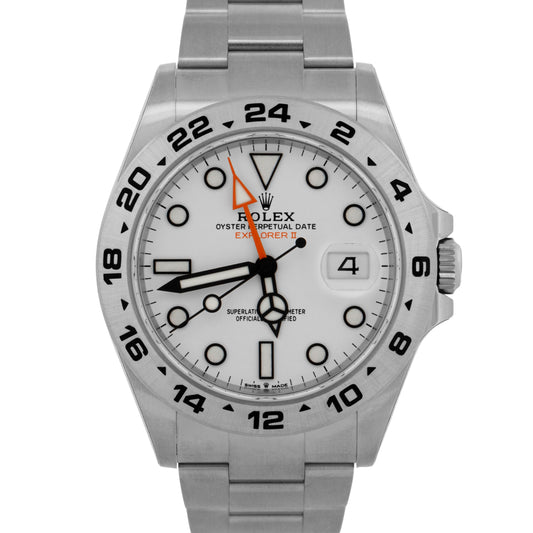 NEW STICKERED PAPERS Rolex Explorer II 42mm WHITE Orange GMT 226570 Watch BOX
