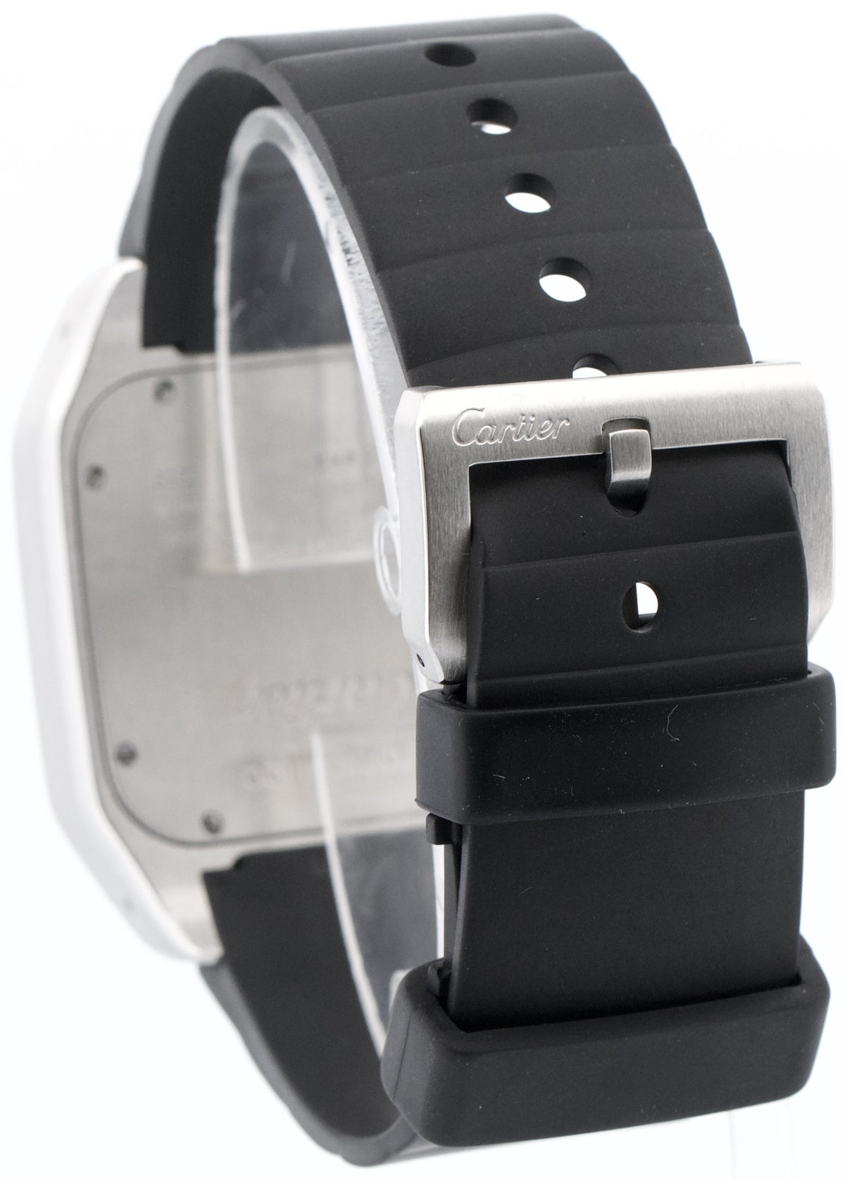 Cartier Santos 100 XL 2656 W20121U2 Black Rubber Stainless Steel 38mm Watch