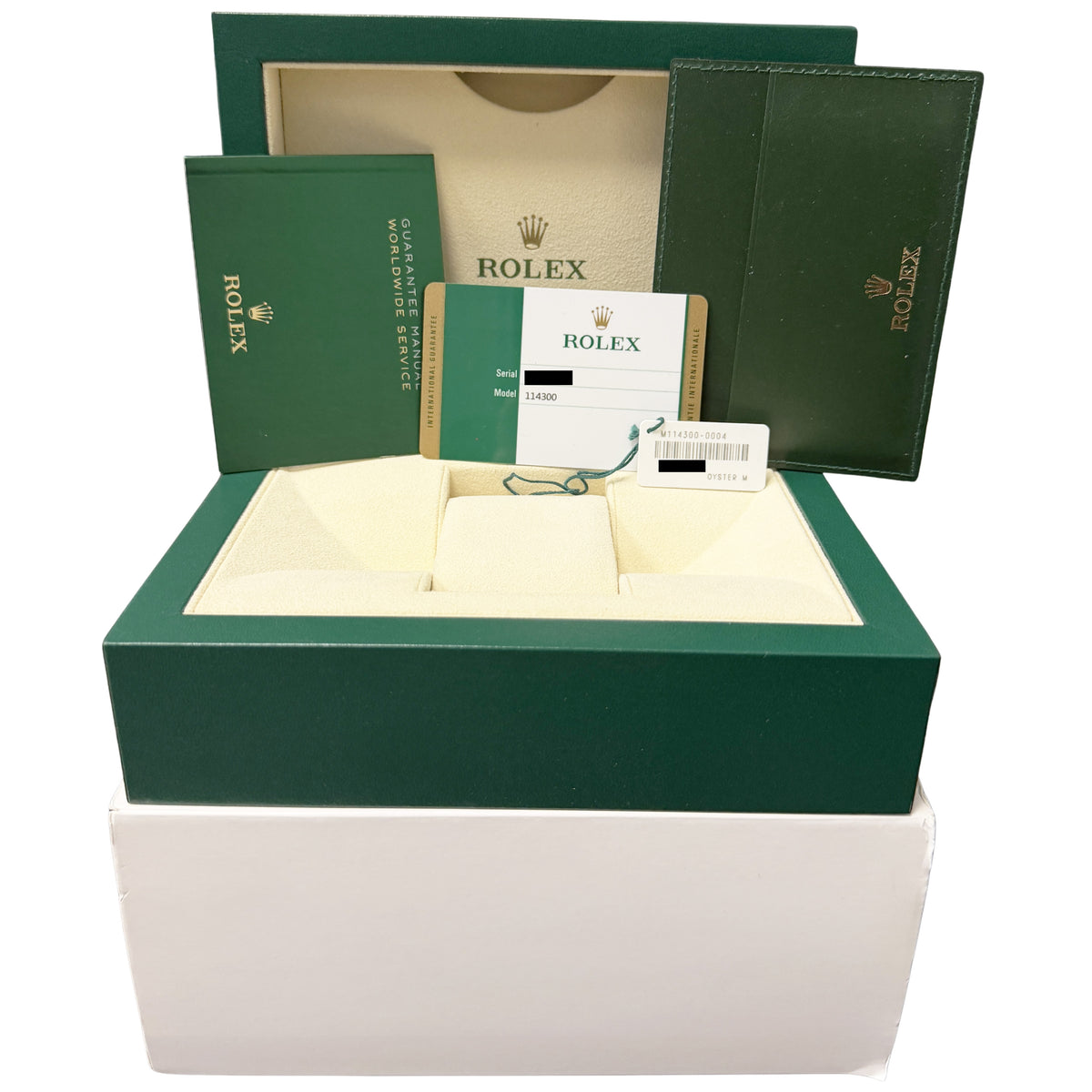 2019 Rolex Oyster Perpetual 114300 White 39mm Stainless Steel Watch Box Papers