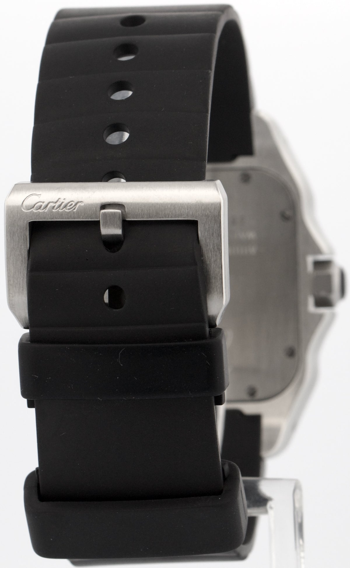 Cartier Santos 100 XL 2656 W20121U2 Black Rubber Stainless Steel 38mm Watch