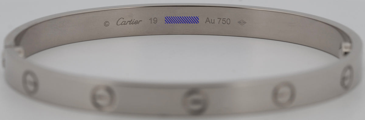 2025 Cartier Love Bracelet Size 19 18K White Gold Box Papers