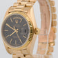 1981 Rolex Day-Date President 18038 Black Fluted 18K Yellow Gold 36mm Watch