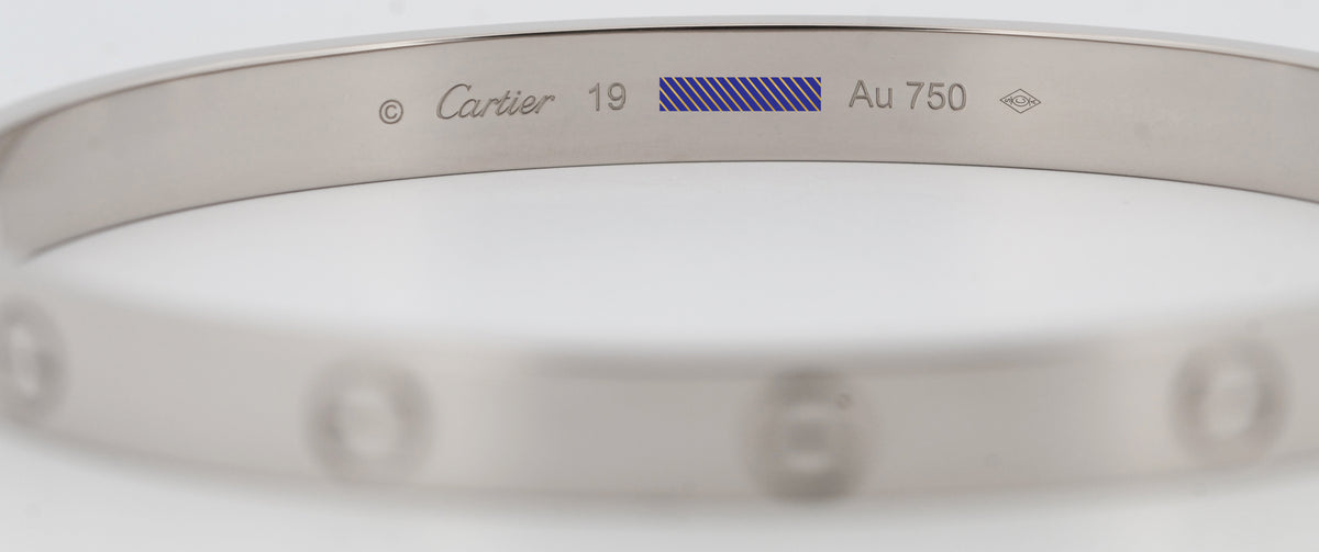 2025 Cartier Love Bracelet Size 19 18K White Gold Box Papers
