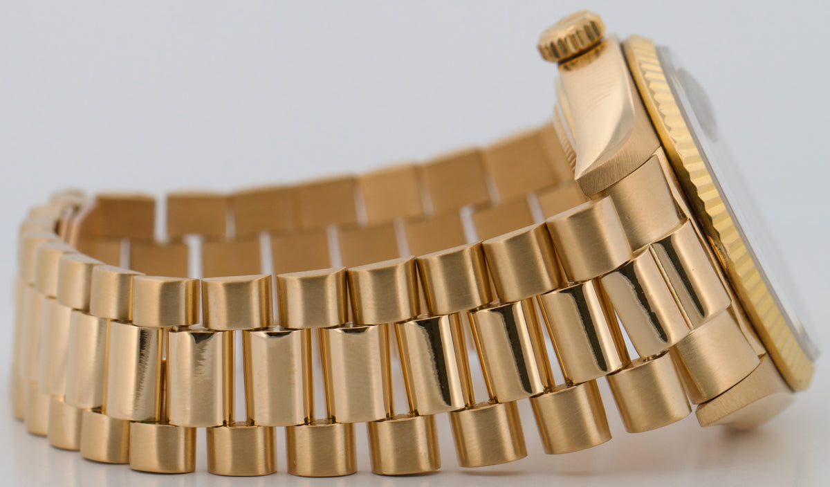 1981 Rolex Day-Date President 18038 Black Fluted 18K Yellow Gold 36mm Watch