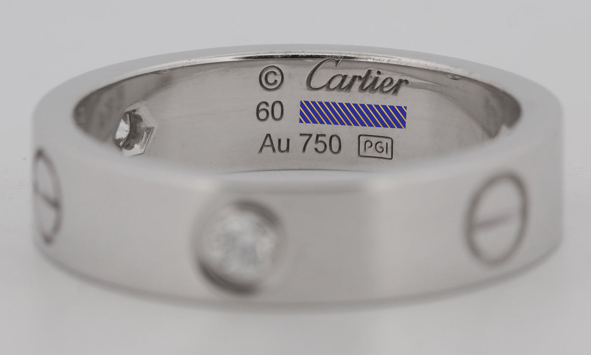 Cartier Love Ring Size 60 Diamond 18K White Gold Box