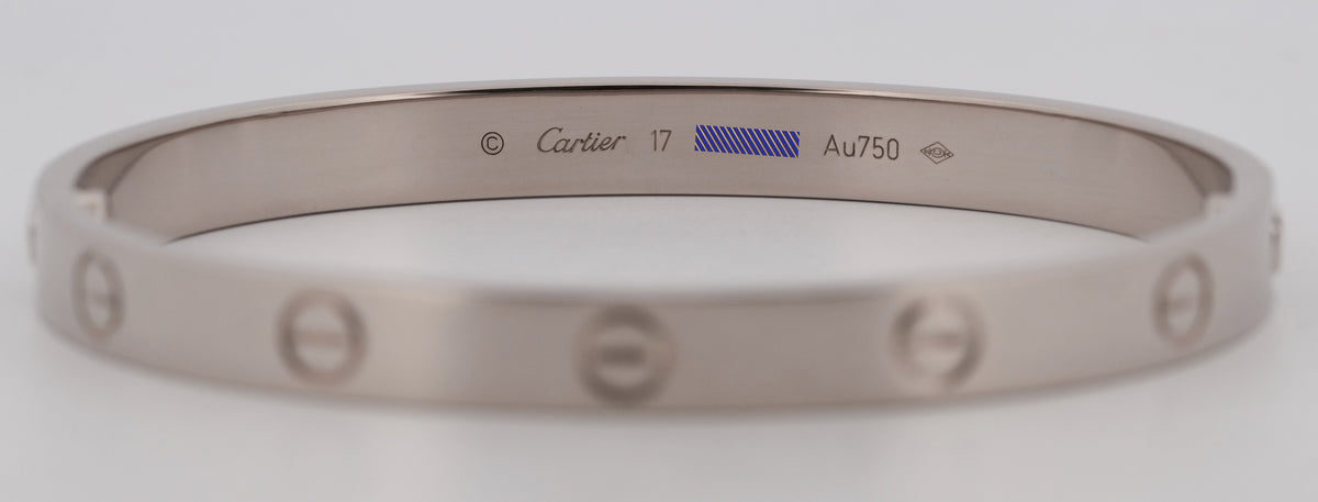 2020 Cartier Love Bracelet Size 17 18K White Gold Box