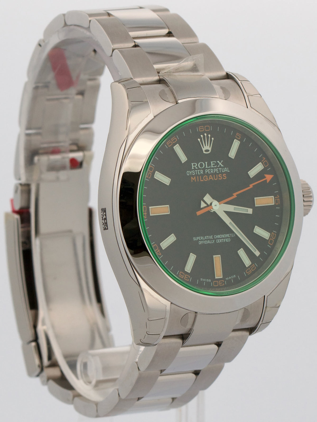 New Stickered 2010 Rolex Milgauss 116400 GV Black Green 40mm Steel Box Papers