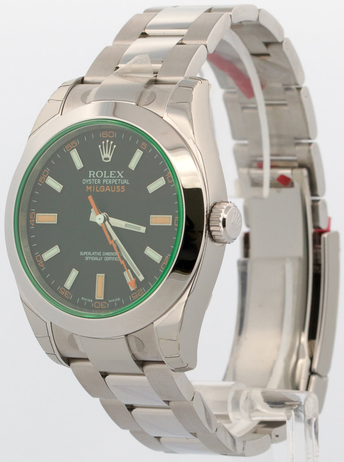 New Stickered 2010 Rolex Milgauss 116400 GV Black Green 40mm Steel Box Papers