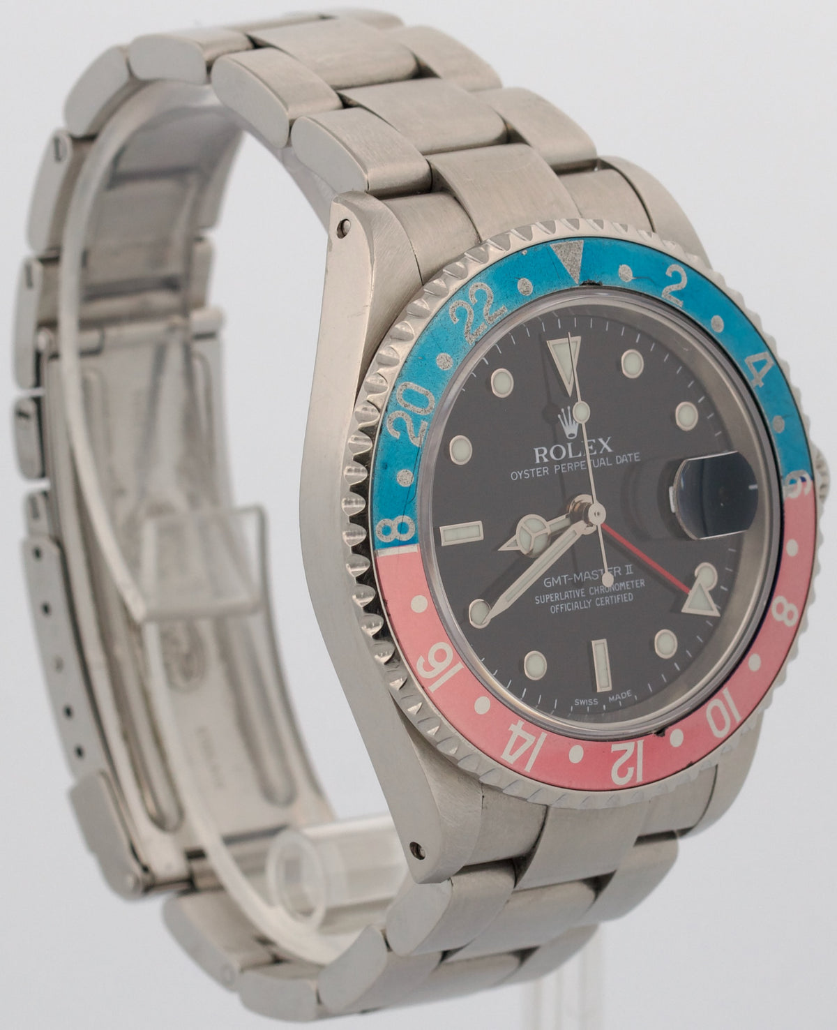 Rolex GMT-Master II 16710 40mm Faded Pepsi Red Blue Stainless Steel Oyster Watch