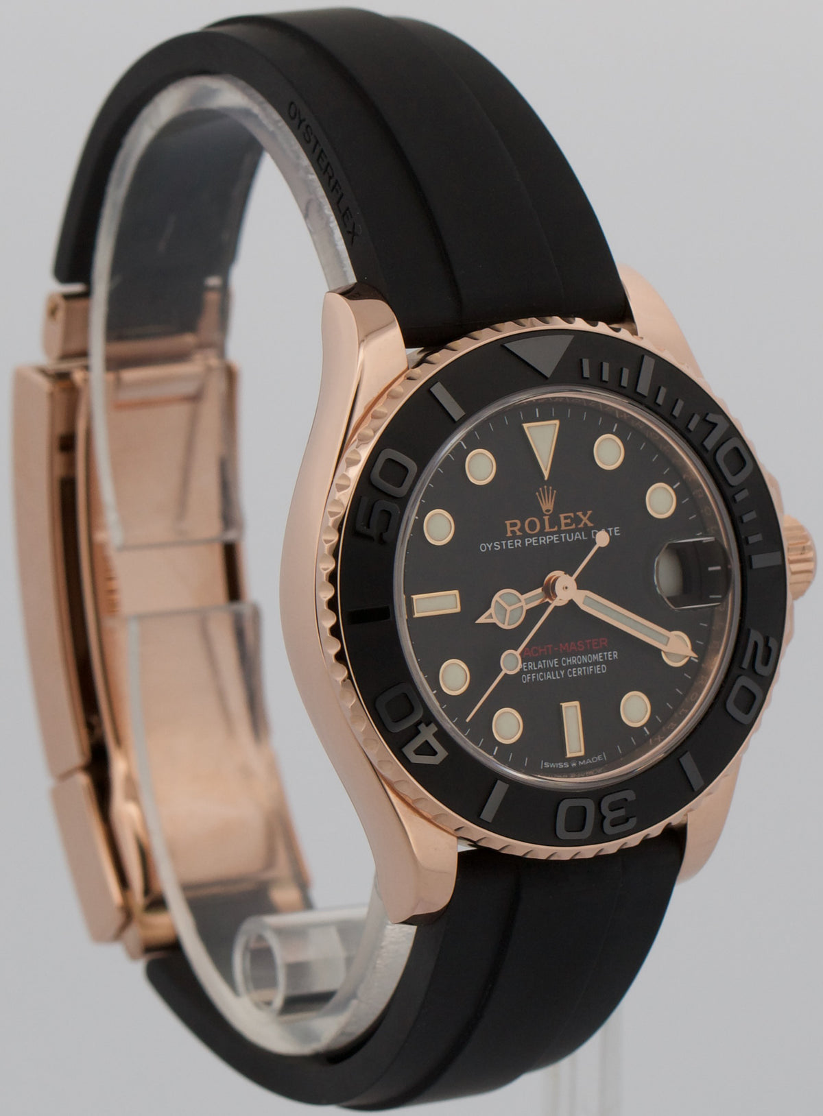 2022 Rolex Yacht-Master 268655 Black 18K Rose Gold Oysterflex 37mm Box Papers