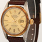 UNPOLISHED Rolex DateJust 36mm CHAMPAGNE 18K Gold Steel Fluted Leather 16013