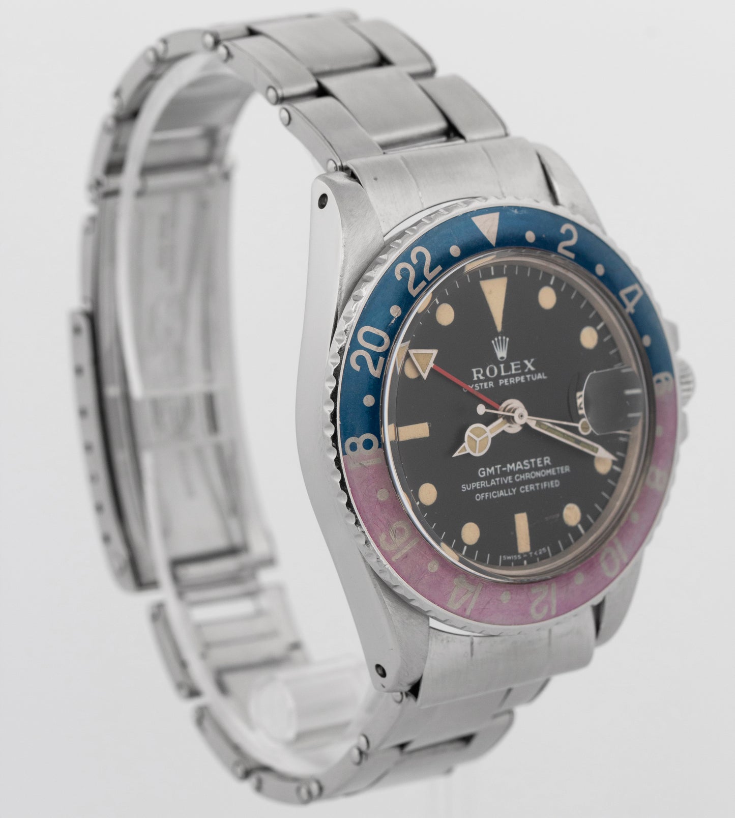 1969 PAPERS FUCHSIA Rolex GMT-Master Red Blue PEPSI LONG-E Watch 40mm 1675 BOX