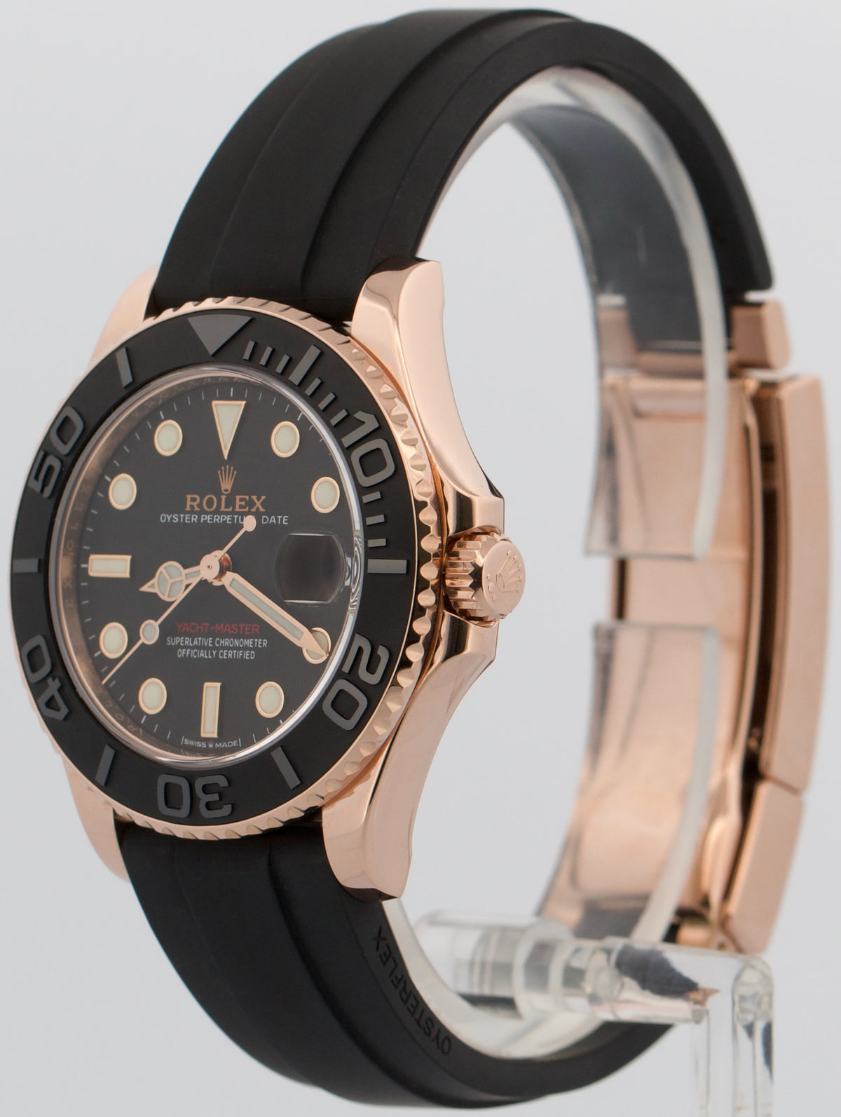 2022 Rolex Yacht-Master 268655 Black 18K Rose Gold Oysterflex 37mm Box Papers