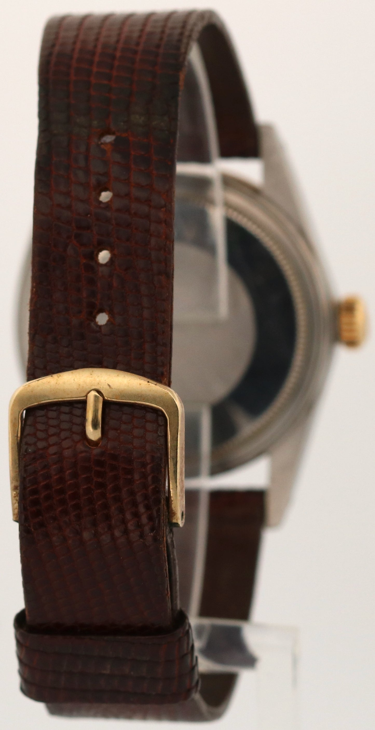 UNPOLISHED Rolex DateJust 36mm CHAMPAGNE 18K Gold Steel Fluted Leather 16013