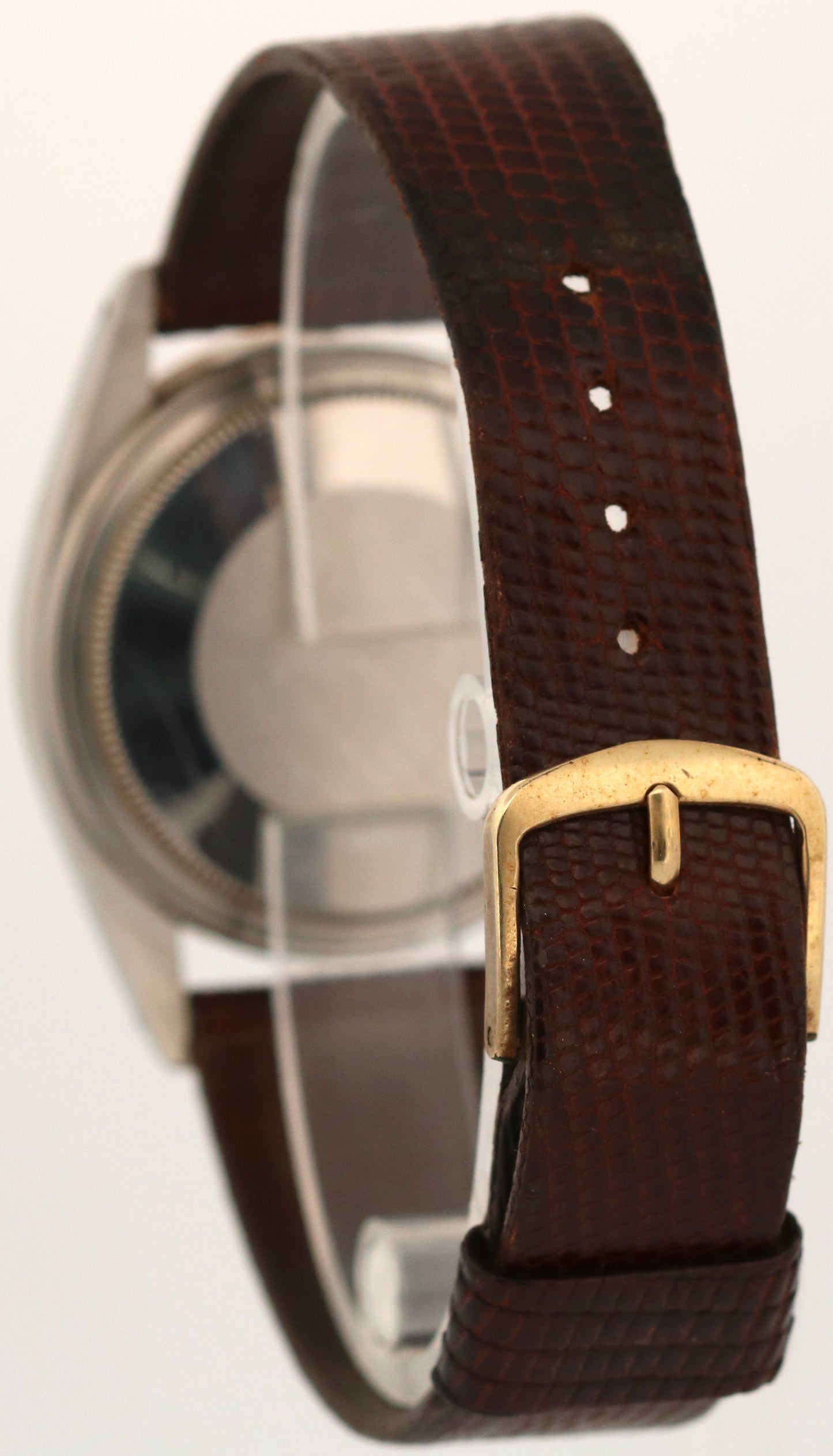 UNPOLISHED Rolex DateJust 36mm CHAMPAGNE 18K Gold Steel Fluted Leather 16013