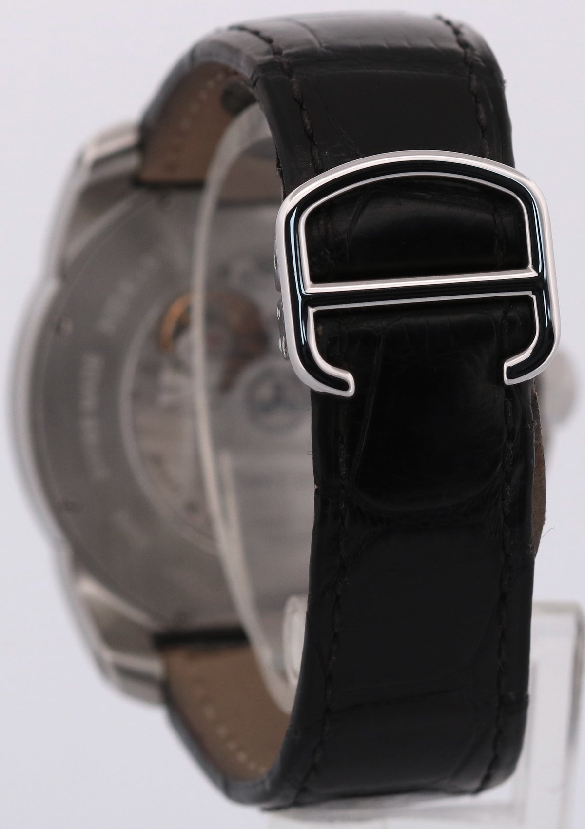 Cartier Calibre 3389 / W7100037 Silver Roman 42mm Steel Leather Date Watch