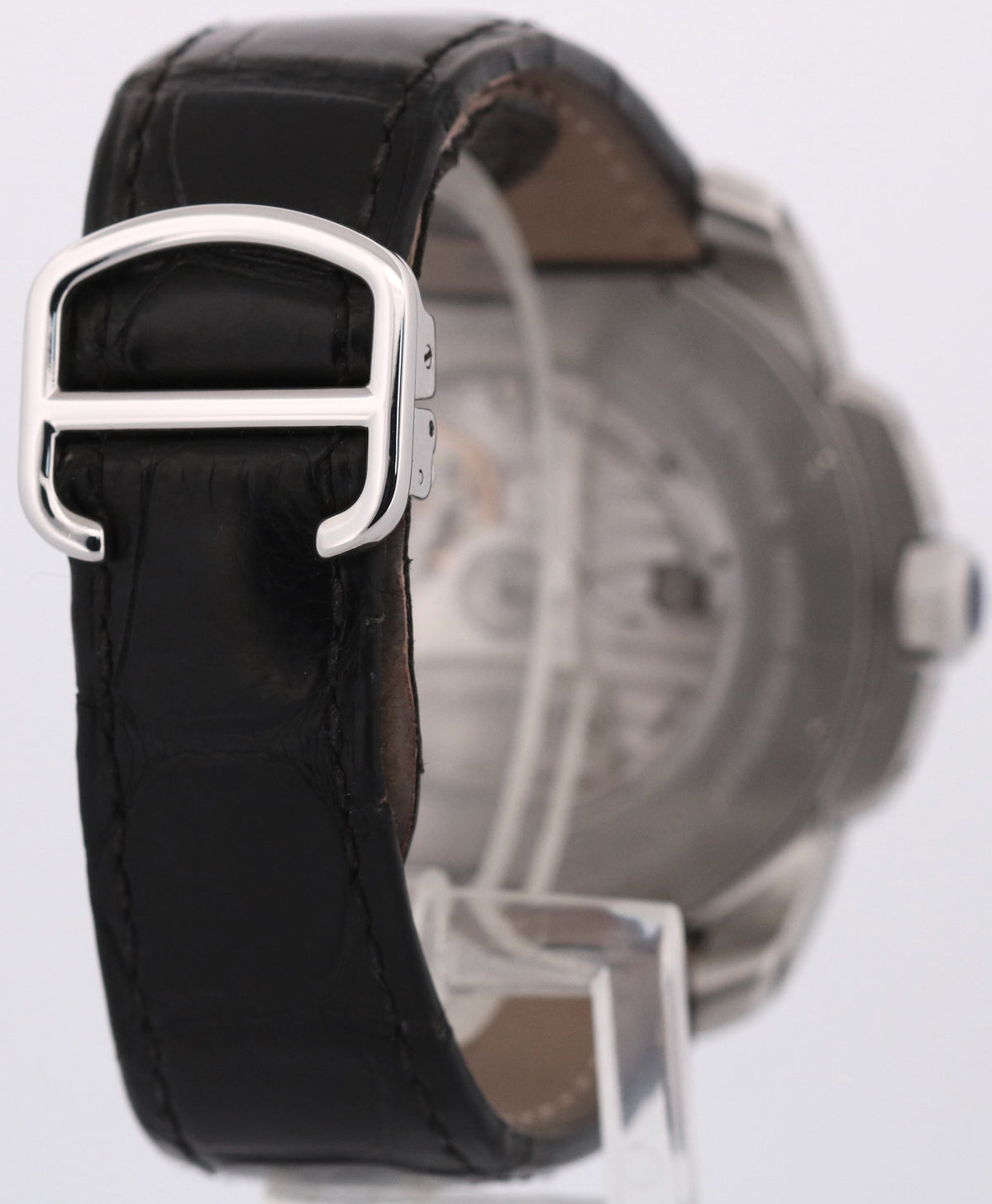 Cartier Calibre 3389 / W7100037 Silver Roman 42mm Steel Leather Date Watch