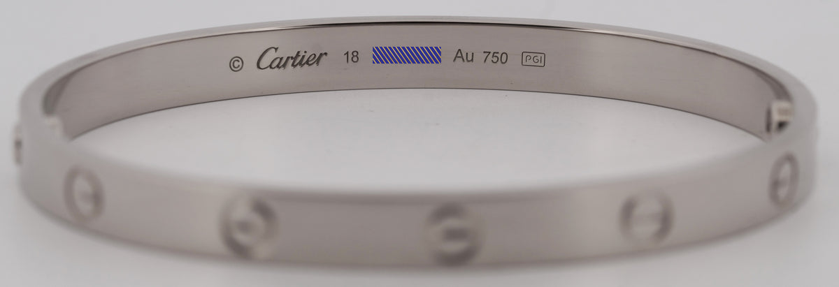 2022 Cartier Love Bracelet Size 18 18K White Gold Box