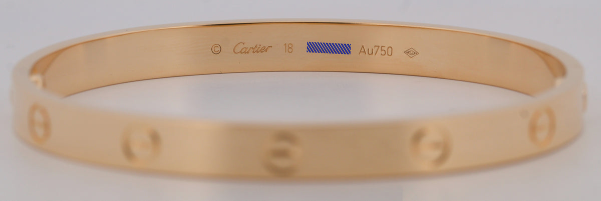2019 Cartier Love Bracelet Size 18 18K Yellow Gold Papers