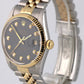 VINTAGE Rolex DateJust 36mm Two-Tone 18k Gold Steel Black DIAMOND 16013 Watch