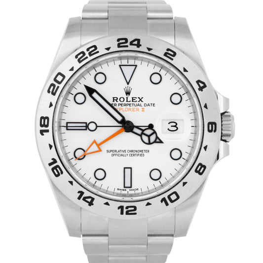 MINT Rolex Explorer II 42mm White Orange Stainless Steel Automatic Watch 216570
