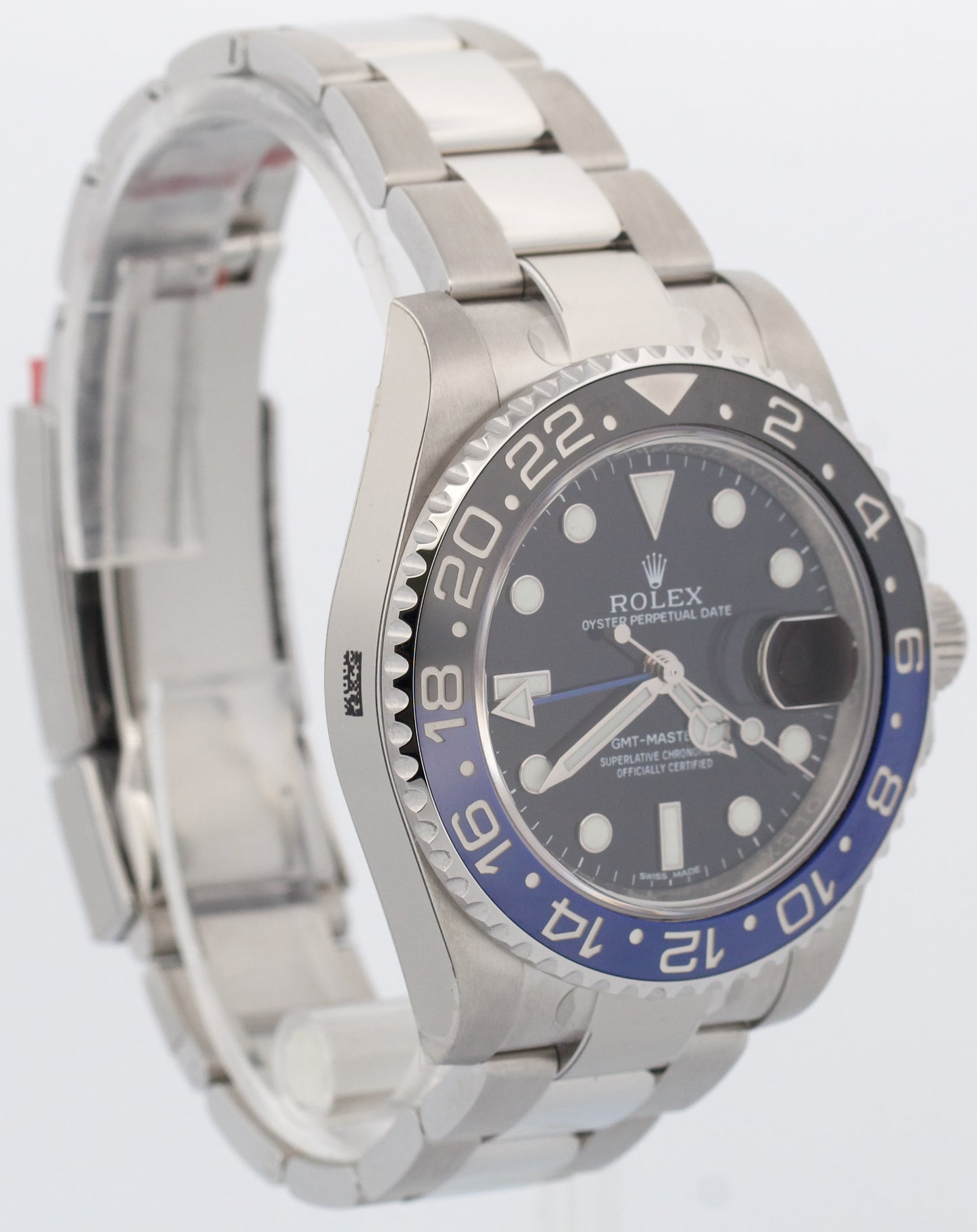 NOS STICKERED PAPERS Rolex GMT-Master II BATMAN Blue Steel 40mm 116710 B BOX