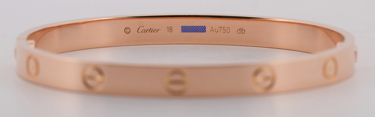 2021 Cartier Love Bracelet Size 18 18K Rose Gold Box Papers