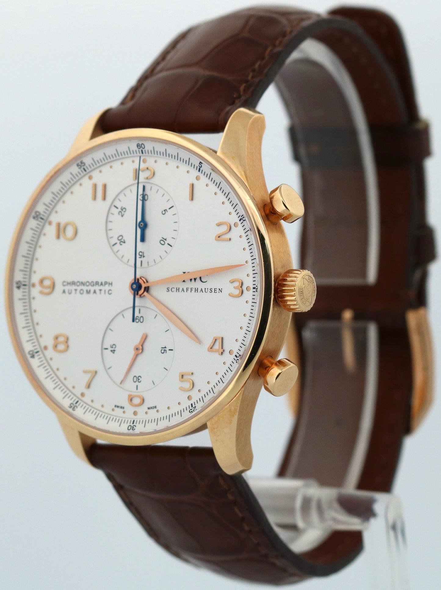 PAPERS IWC Portugieser Chrono 18K Rose Gold 40mm Leather IW371402 Watch BOX