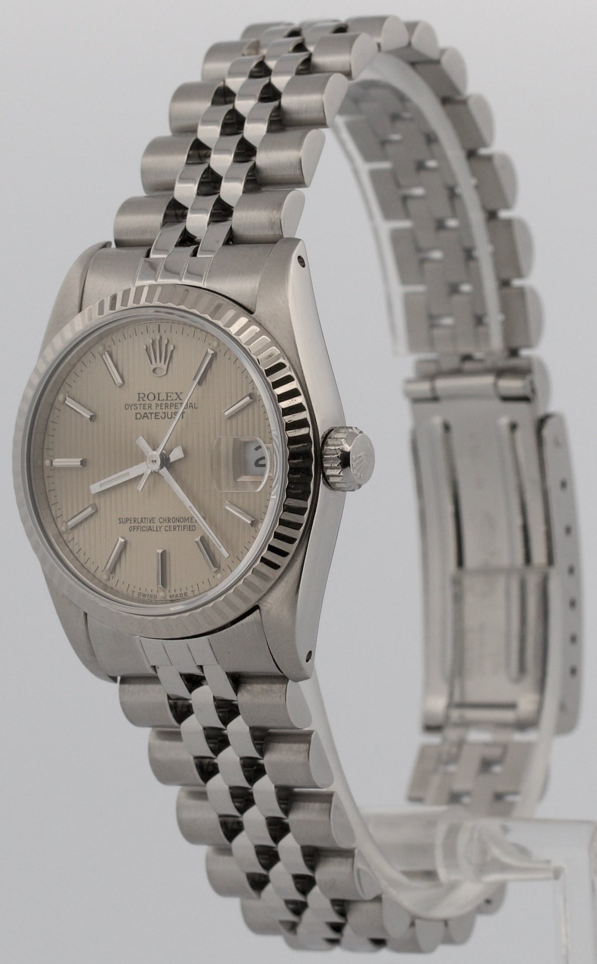 Rolex DateJust 68274 Silver Tapestry Midsize 18K Steel Jubilee 31mm Watch Box