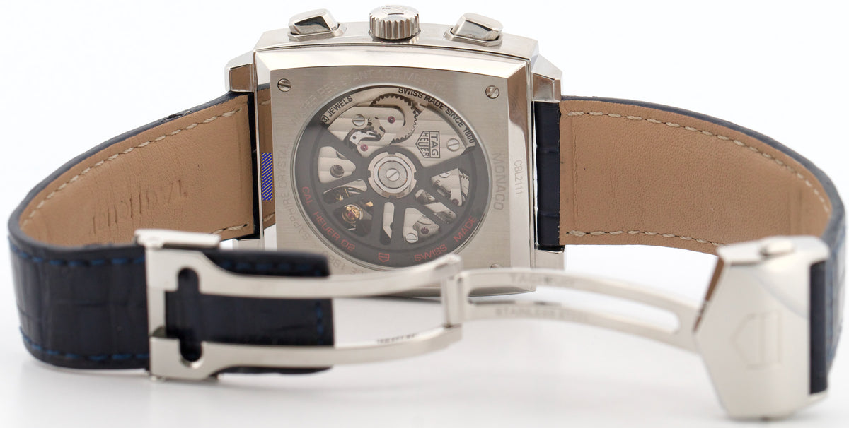 Tag Heuer Monaco CBL2111.FC6453 Blue Leather Stainless Steel 39mm Box Papers