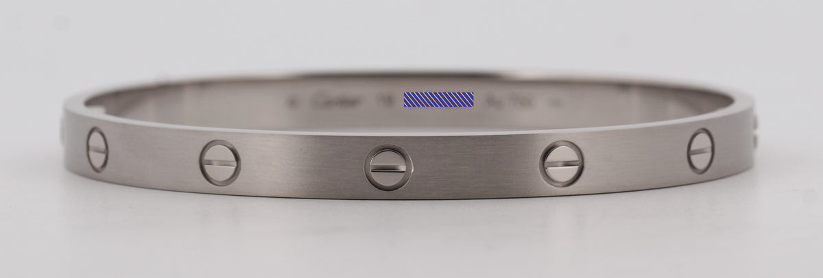 Cartier Love Bracelet Size 19 Brushed 18K White Gold Box
