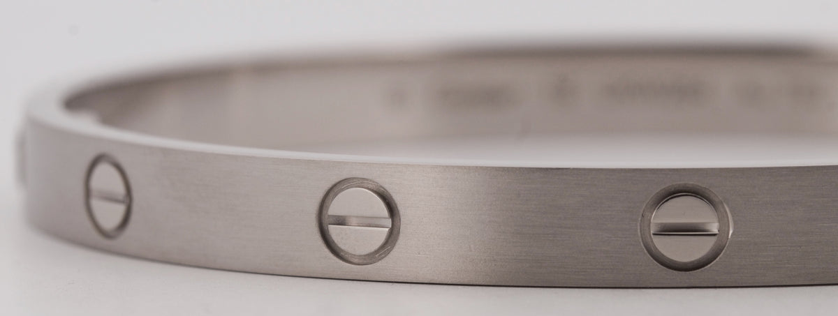 Cartier Love Bracelet Size 19 Brushed 18K White Gold Box