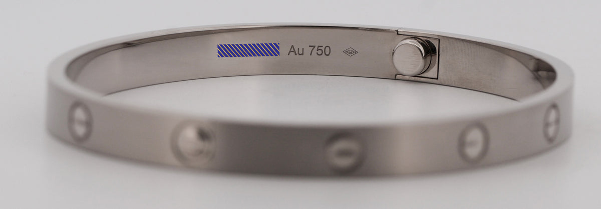 Cartier Love Bracelet Size 19 Brushed 18K White Gold Box