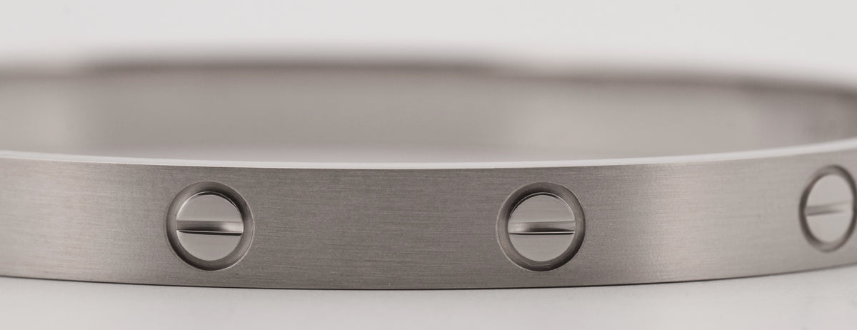 Cartier Love Bracelet Size 19 Brushed 18K White Gold Box
